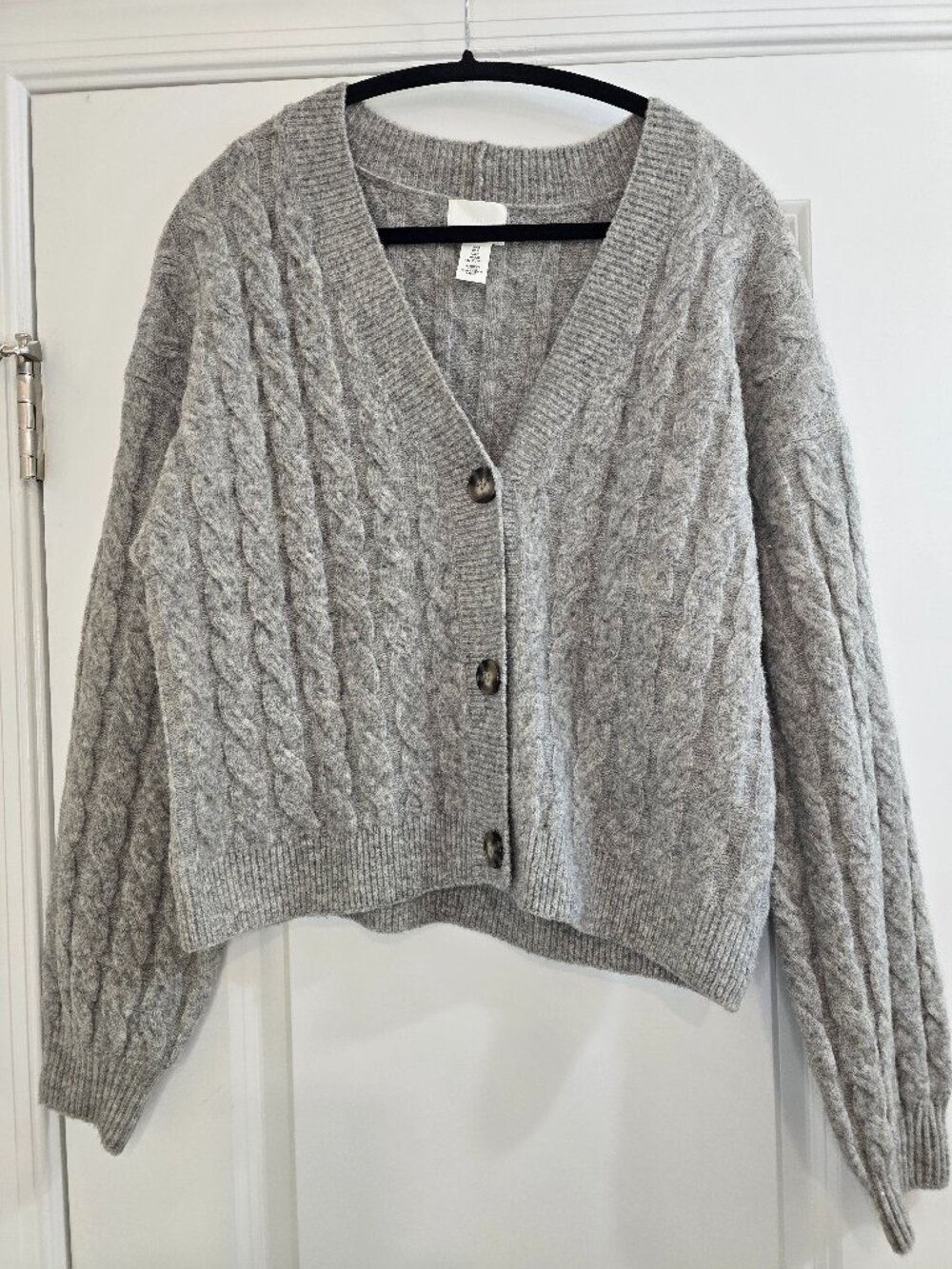 H&M Cable-Knit V-neck Cardigan Sweater - Gray